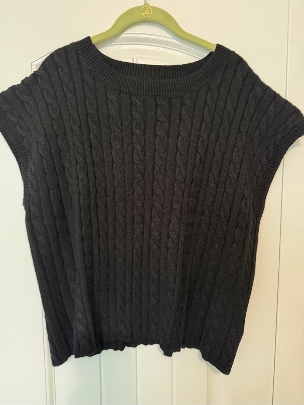Amazon Women's Black Cable Knit Scoop Neck Sweater